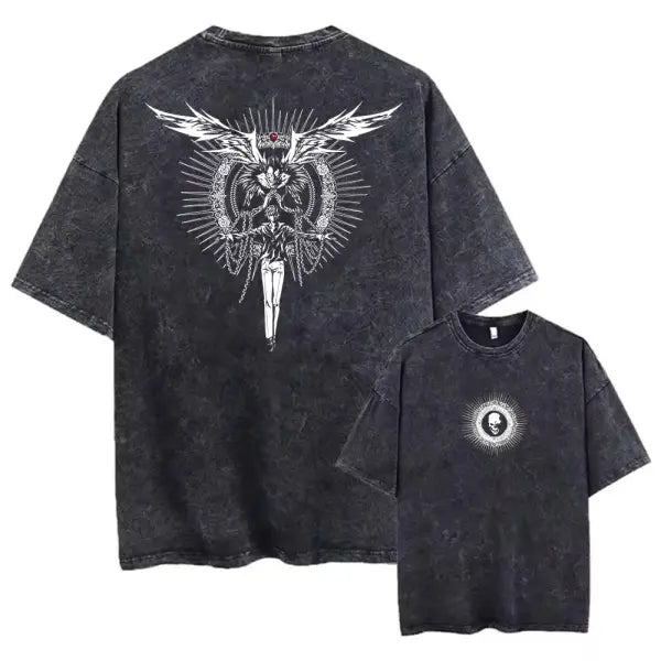 Death Note Anime Graphic T-Shirt - Vintage Washed Oversized Cotton Streetwear Tee (Unisex) - AF433-AF489 / S