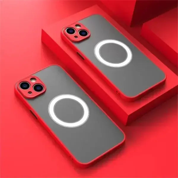 Magsafe Magnetic Case for Unisex (Hard Matte) – Wireless Charging Cover - Red / iPhone 14 Pro