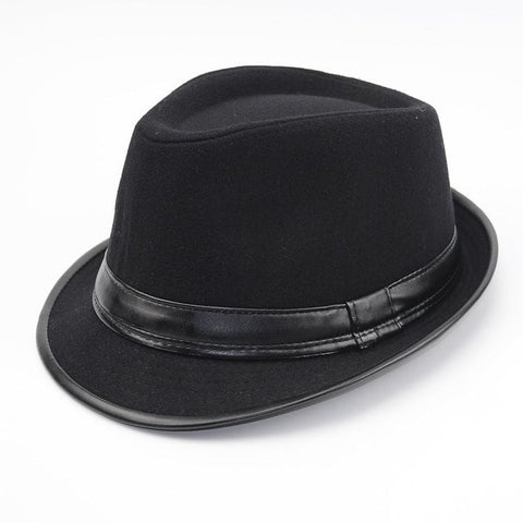 Hat men spring and autumn top hat men hat - Leather black / 58cm