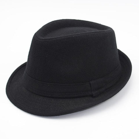 Hat men spring and autumn top hat men hat - Pure black / 58cm