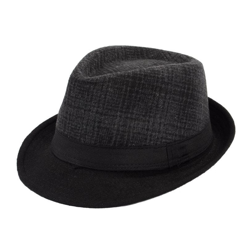 Hat men spring and autumn top hat men hat - Black big grid / 58cm