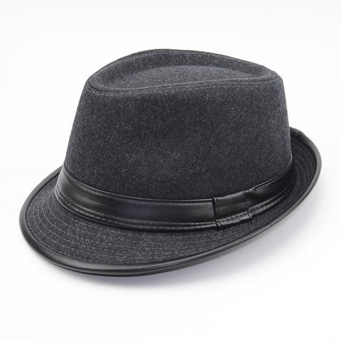 Hat men spring and autumn top hat men hat - Leather grey / 58cm