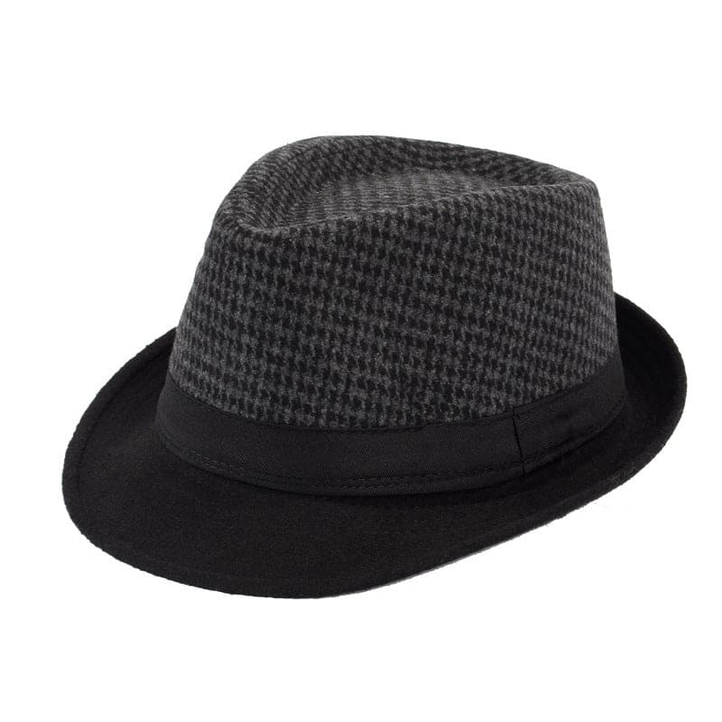 Hat men spring and autumn top hat men hat - Black grid / 58cm