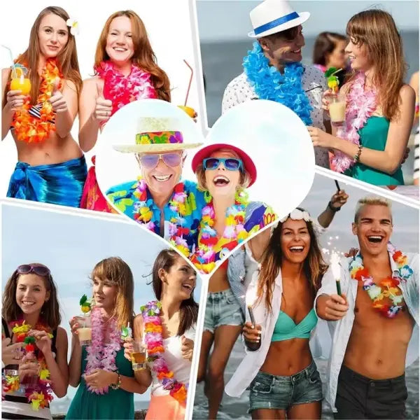 Hawaiian Birthday Party Flower Leis Artificial Silk Garland Luau Favors