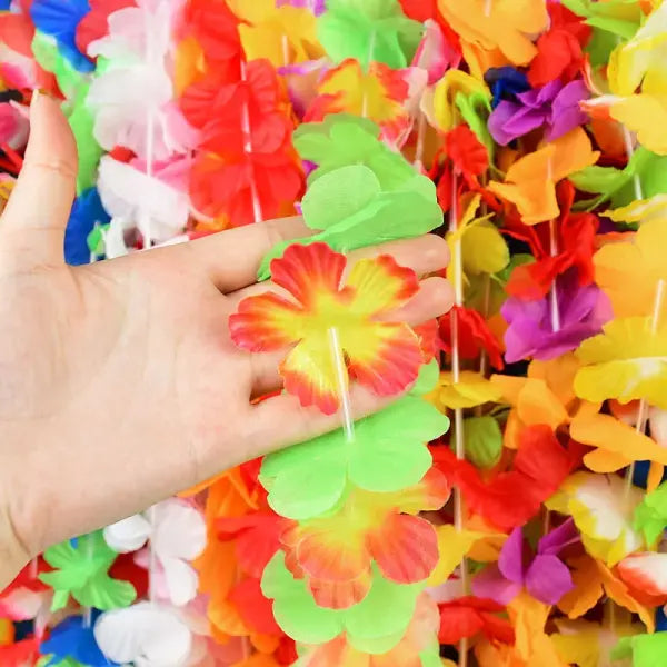 Hawaiian Birthday Party Flower Leis Artificial Silk Garland Luau Favors