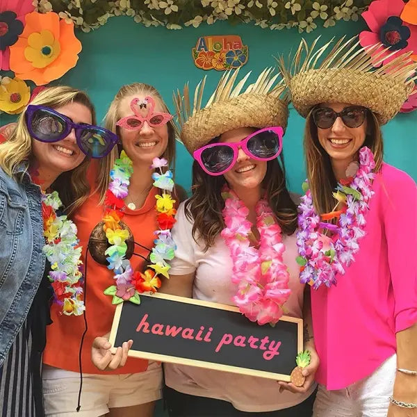 Hawaiian Birthday Party Flower Leis Artificial Silk Garland Luau Favors