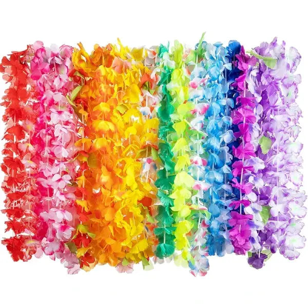 Hawaiian Birthday Party Flower Leis Artificial Silk Garland Luau Favors