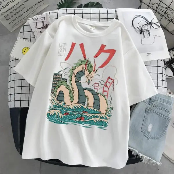 Studio Ghibli My Neighbor Totoro T-Shirt - Unisex Harajuku Anime Graphic Tee (Casual Loose Fit) - White 2 / XXXL