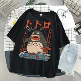 Studio Ghibli My Neighbor Totoro T-Shirt - Unisex Harajuku Anime Graphic Tee (Casual Loose Fit) - Black 1 / XXL