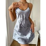 Heart Letter Print Nightdress Casual Round Neck Spaghetti Strap Sleep Dress Women’s Sleepwear Dresses