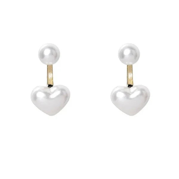 Heart Shape Korean Style Pearl Stud Earrings - Himpall
