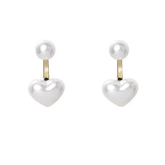 Heart Shape Korean Style Pearl Stud Earrings - Himpall