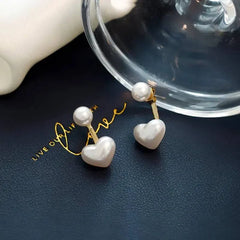 Heart Shape Korean Style Pearl Stud Earrings - Himpall