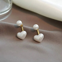 Heart Shape Korean Style Pearl Stud Earrings - Himpall