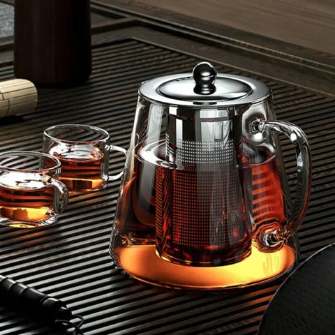 Heat Resistant Glass Teapot with Infuser - Stainless Steel Flower Tea Kettle for Kung Fu & Oolong - Himpall