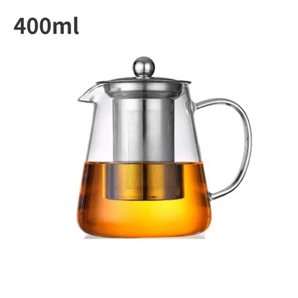 Heat Resistant Glass Teapot with Infuser - Stainless Steel Flower Tea Kettle for Kung Fu & Oolong - Himpall