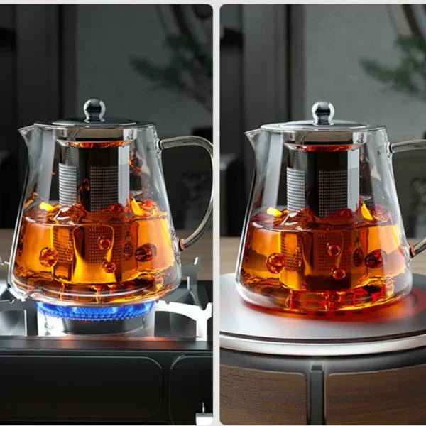Heat Resistant Glass Teapot with Infuser - Stainless Steel Flower Tea Kettle for Kung Fu & Oolong - Himpall