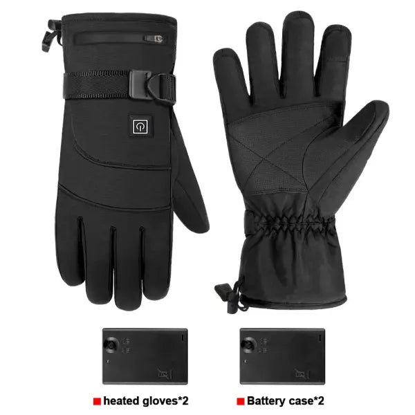 Heated Motorcycle Gloves – Winter Warm Waterproof Gloves Rechargeable Thermal Moto Gloves - A1 With Battery