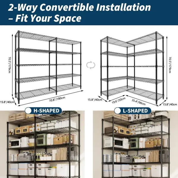 Heavy Duty Metal Storage Shelves Adjustable 5 Tier Garage Organization