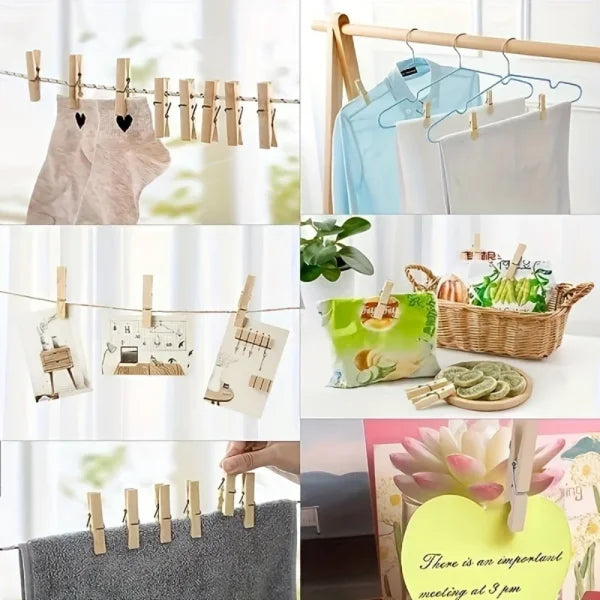 Heavy Duty Wooden Clothespins for Clothesline Hanging Clothes 50pcs - 50Pcs