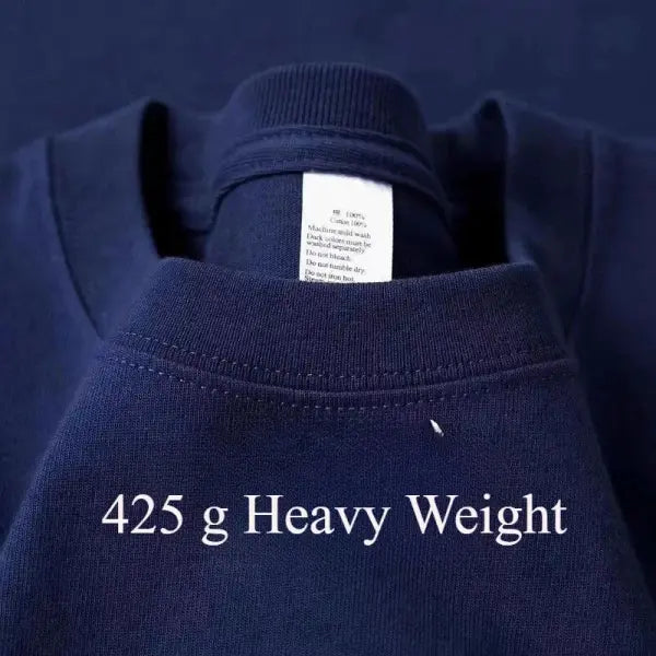 Premium Heavyweight Cotton T-Shirt (425g) - Men’s Durable High-Quality Basic Tee - navy blue / M