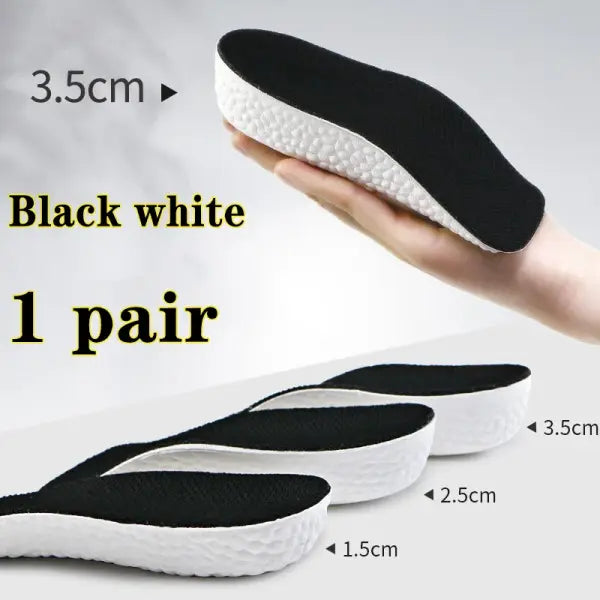 Height Increase Insoles for Men & Women: Orthopedic Arch Support & Memory Foam Heel Lift - black white-1 pair / 1.5 cm
