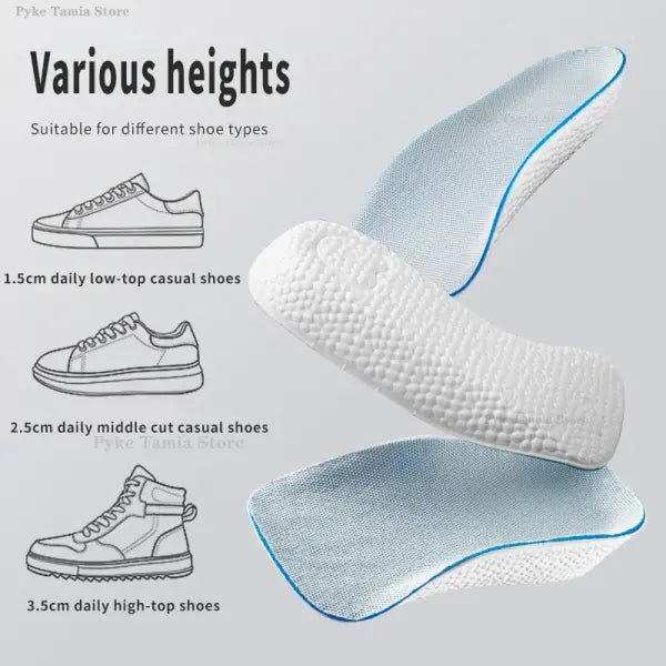 Height Increase Insoles Men Women Shoes Flat Feet Arch Support Orthopedic Insoles Sneakers Heel Lift Memory Foam Soft