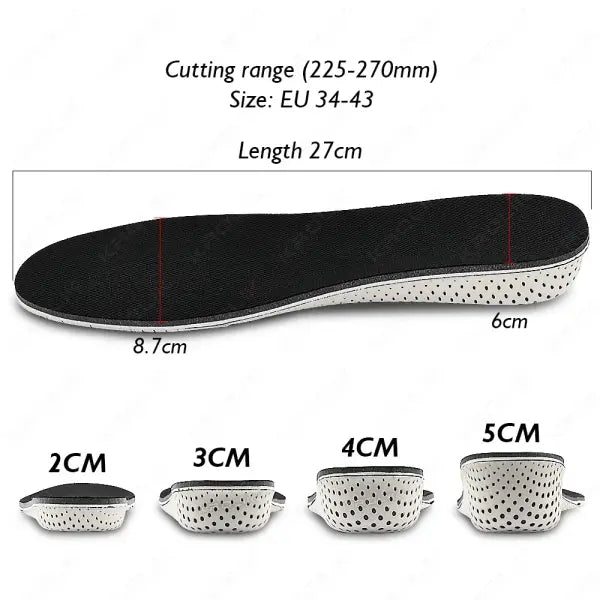 Height Increase Memory Foam Insoles 2-5cm – Breathable Sports Shoes Pad
