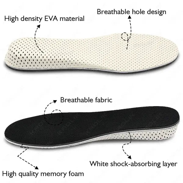 Height Increase Memory Foam Insoles 2-5cm – Breathable Sports Shoes Pad