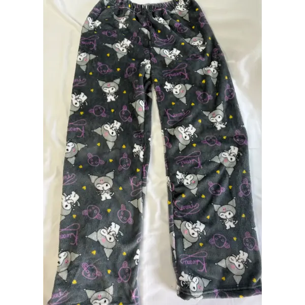 Hello Kitty Flannel Pajama Pants Anime Cartoon Sanrio Home Pants Kuromi Couple Home Sleepwear Trousers Leisure Home