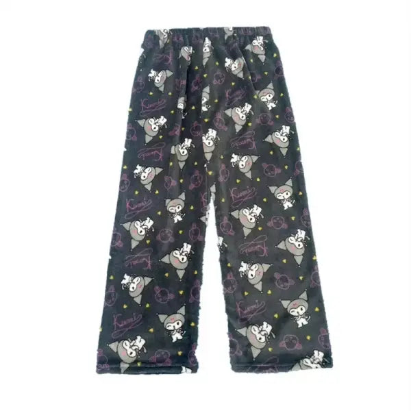 Hello Kitty Flannel Pajama Pants Anime Cartoon Sanrio Home Pants Kuromi Couple Home Sleepwear Trousers Leisure Home