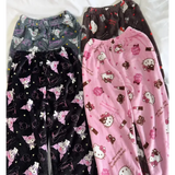 Hello Kitty Flannel Pajama Pants Anime Cartoon Sanrio Home Pants Kuromi Couple Home Sleepwear Trousers Leisure Home