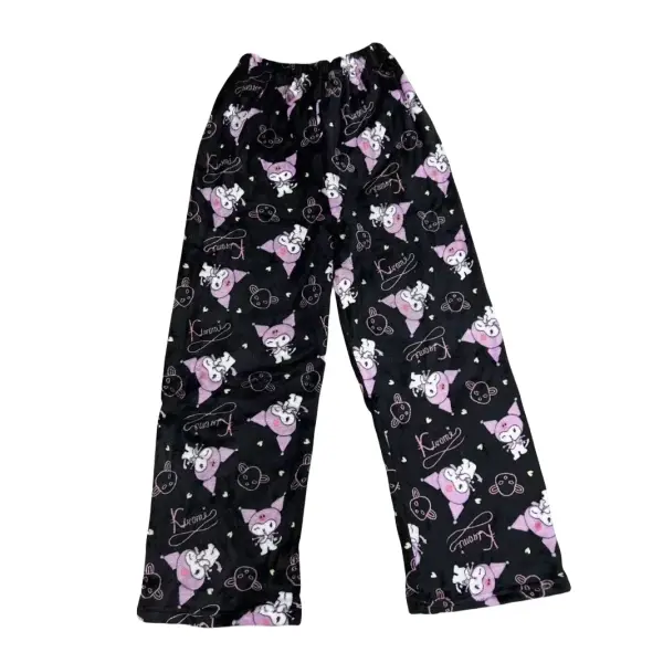 Hello Kitty Flannel Pajama Pants Anime Cartoon Sanrio Home Pants Kuromi Couple Home Sleepwear Trousers Leisure Home