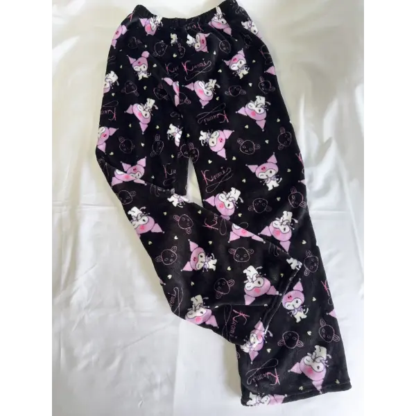 Hello Kitty Flannel Pajama Pants Anime Cartoon Sanrio Home Pants Kuromi Couple Home Sleepwear Trousers Leisure Home