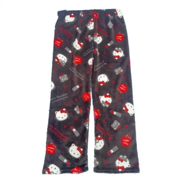 Hello Kitty Flannel Pajama Pants Anime Cartoon Sanrio Home Pants Kuromi Couple Home Sleepwear Trousers Leisure Home