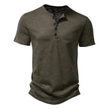Men’s Premium Cotton Henley T-Shirt - Casual Short Sleeve Button Placket Summer Polo Tee