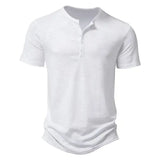 Men’s Premium Cotton Henley T-Shirt - Casual Short Sleeve Button Placket Summer Polo Tee