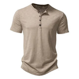 Men’s Premium Cotton Henley T-Shirt - Casual Short Sleeve Button Placket Summer Polo Tee