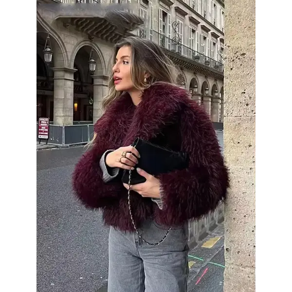 Women’s Elegant Faux Fur Coat – Warm Fluffy Lapel Jacket Loose Long Sleeve Autumn/Winter Outerwear