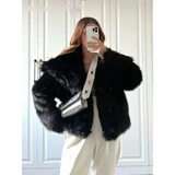 Women’s Elegant Faux Fur Coat – Warm Fluffy Lapel Jacket Loose Long Sleeve Autumn/Winter Outerwear