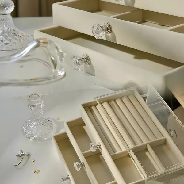 High-Capacity Three-Layer Flannel Jewelry Box – Storage for Earrings, Necklaces & Rings - Himpall