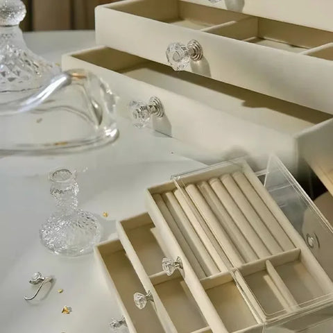 High-Capacity Three-Layer Flannel Jewelry Box – Storage for Earrings, Necklaces & Rings - Himpall