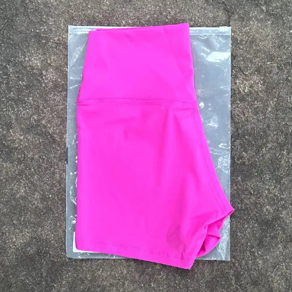 High Elastic Women Sports Shorts Slim Fit Butt Lift Yoga Biker Shorts - Rhododendron powder / S