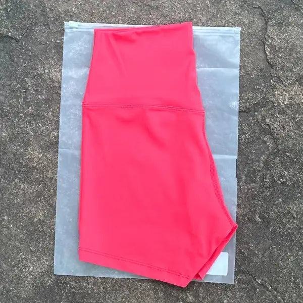 High Elastic Women Sports Shorts Slim Fit Butt Lift Yoga Biker Shorts - Honey Peach Red / XL