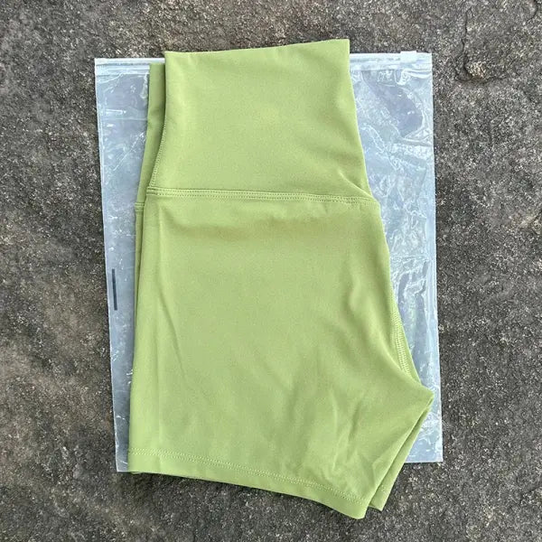 High Elastic Women Sports Shorts Slim Fit Butt Lift Yoga Biker Shorts - Matcha Green / L