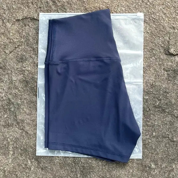 High Elastic Women Sports Shorts Slim Fit Butt Lift Yoga Biker Shorts - Navy Blue / S