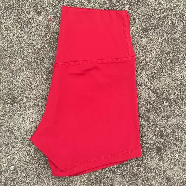 High Elastic Women Sports Shorts Slim Fit Butt Lift Yoga Biker Shorts - Red / S