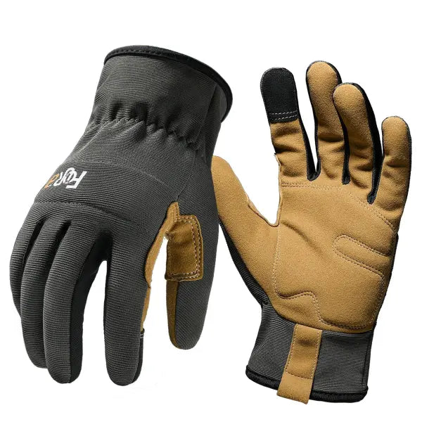 Breathable Work Gloves Polyester Touchscreen Grip - Olive Green / S