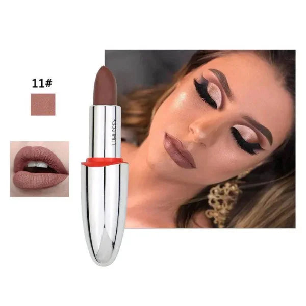High-Pigment Velvet Finish Elegance Matte Lipstick for Unveiling Boldness - Himpall