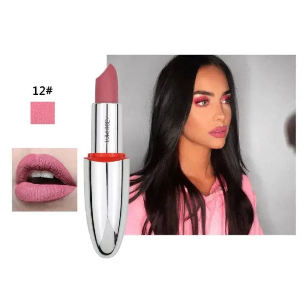 High-Pigment Velvet Finish Elegance Matte Lipstick for Unveiling Boldness - Himpall